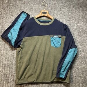 KAVU Men's Who Fleece Pullover Crewneck Cascade Rapids Size Men's Large Gorp